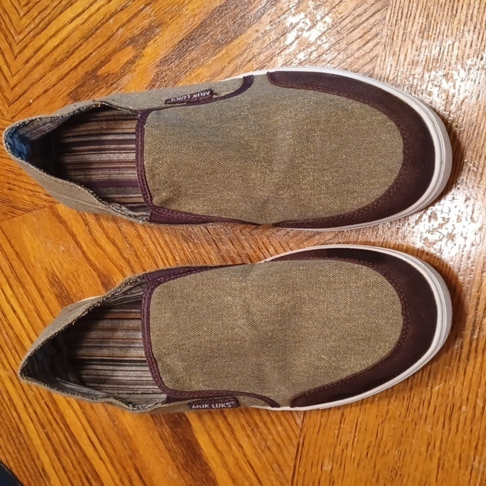 Muk Luks Olive Canvas Slip-On Shoes | Casual Comfort Flats